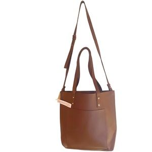 HENNY & LEV Danielle Tote Bag in Cognac Vegan leather Brand New with tags